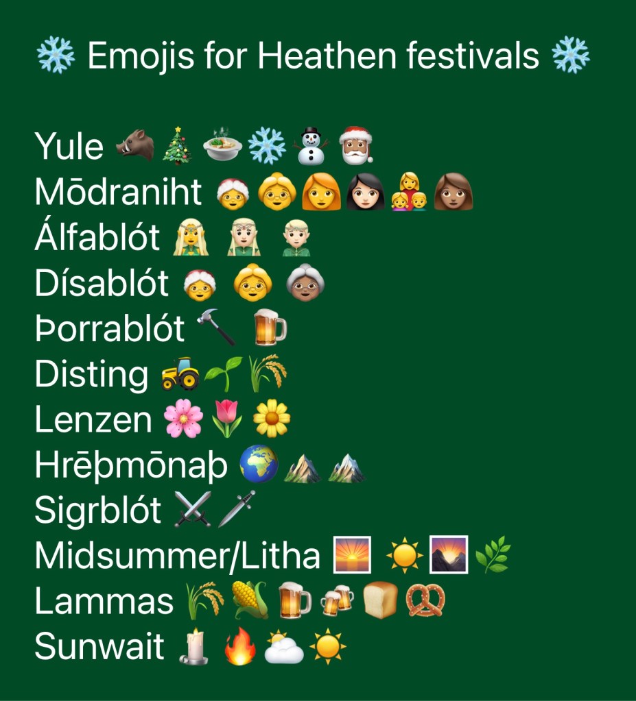 Emojis for Heathen festivals— same information as in the post