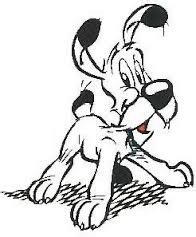 Dogmatix, a small white terrier who accompanied Asterix in the cartoons by Goscinny and Uderzo.